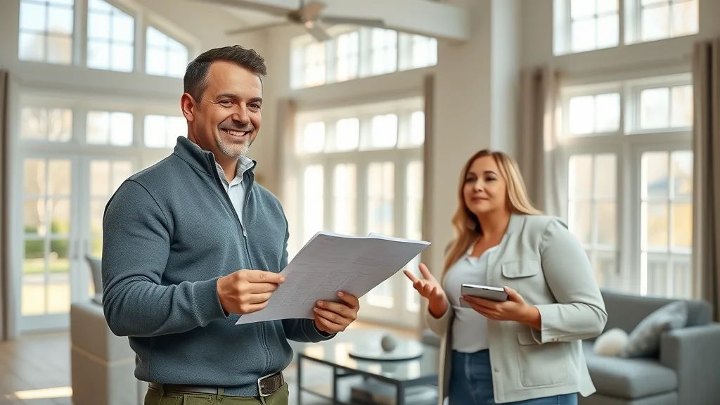 Builder and homeowners performing a quality inspection for custom home satisfaction with a checklist.